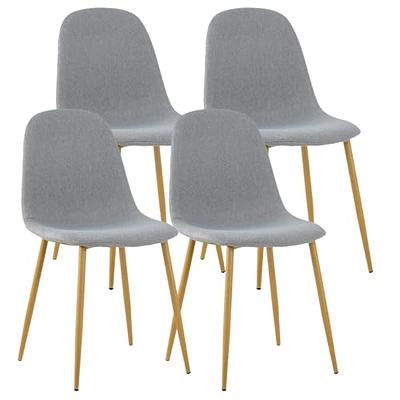 Lacoo Dining Chairs Modern Upholstered Set of 4 Fabric Dining Chairs with  Wood Legs, Gray