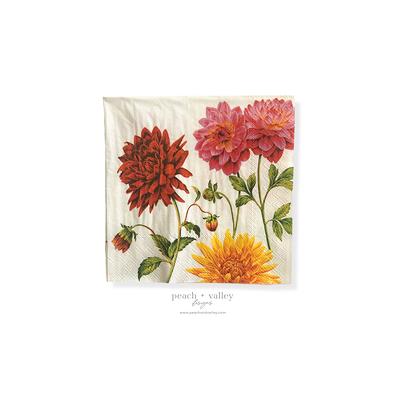 Peach and pink floral Paper Napkins For Crafting. Luncheon size.