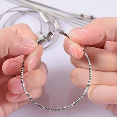 Key Rings Stainless Steel Wire Keychains Cable Heavy Duty Luggage Tags  Loops Tag Keepers 2mm Twist Barrel