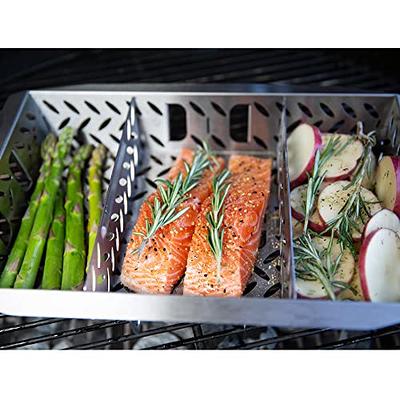 Grill Basket AIZOAM Grill Basket Stainless Steel BBQ Grilling Basket Large  Folding Grill Basket with Removable