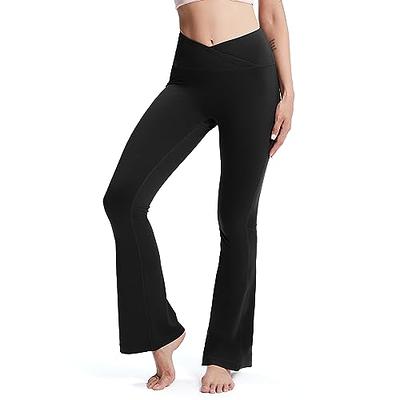 M MOTEEPI Black Flare Leggings High Waisted Crossover Flare Pants with  Pockets Bell Bottom Pants for Women Yoga Pants L - Yahoo Shopping