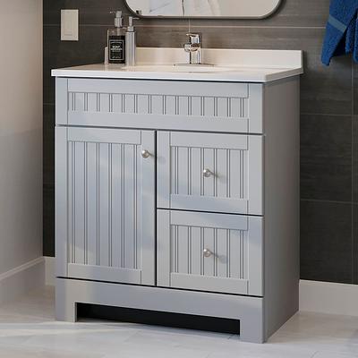 Allen + Roth Presnell 61-in Dove White Double Sink Bathroom Vanity with Carrara White Natural Marble Top | 261065