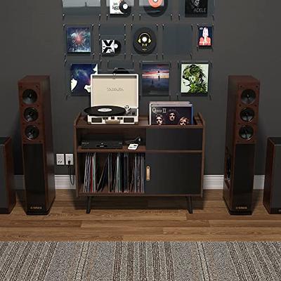 YAHARBO Record Player Stand, 3-Shelf Black Vinyl Record Holder