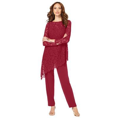 Roaman's Women's Plus Size Three-Piece Beaded Pant Set - 18 W, Classic Red  - Yahoo Shopping