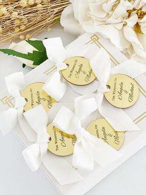 Engraved Acrylic Round Wedding Gift Tags