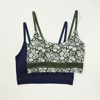 Lucky Brand 2 Pack Floral Print Bra in Dark Green, Size L - Yahoo