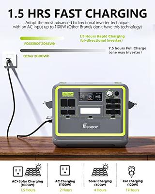 FOSSiBOT F2400 Portable Solar Generator with Solar Panel, 2400W 6 X AC  (4800W Peak), LiFePO4 Power Station 2048Wh /110V/ 1.5H Fast Charging/ 16