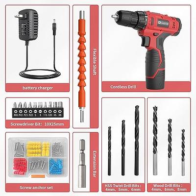 FADAKWALT 20V MAX Cordless Drill Set,Power Drill Kit with Lithium-Ion and  charger, 3/8-Inch Keyless Chuck, 2 Variable Speed 21+1 Torque Setting Power