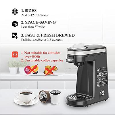 CHULUX Single Cup Coffee Maker Brewer,One Touch Function Compact Pod Mini Coffee  Machine with Reusable Coffee Filter Cup,White