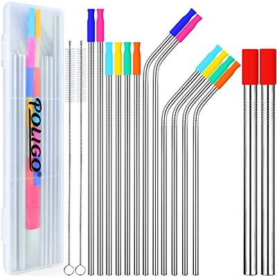 Hiware 12 Pcs Reusable Silicone Drinking Straws with Travel Case - Long  Drinking Straws for 30 oz and 20 oz Tumblers, 2 Cleaning Brushes