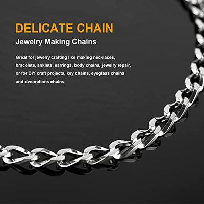 YOUBEIYEE 16 Feet Silver Necklace Chains for Jewelry Making