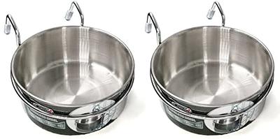 2 Pcs Large Pet Dog Food Water Bowl for Cage Stainless Steel Non