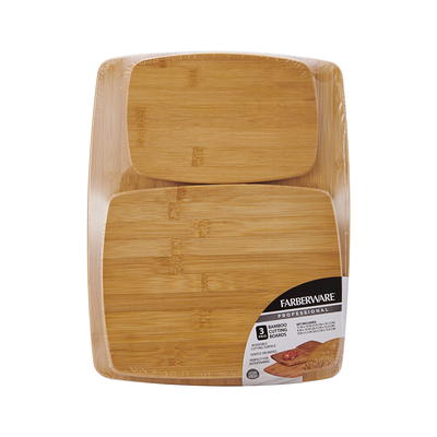 Farberware 3-Piece Wood Cutting Board Set, Reversible Chopping Boards for  Meal Prep and Serving, Charcuterie Boards, Wooden Cutting Boards with