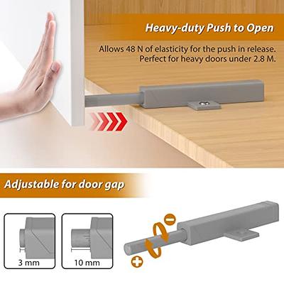 Push to Open Jiayi 2 Pack Touch Latch Magnet Cabinet Door Latches Gray Tip  On Close