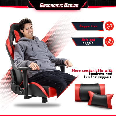 Lacoo PU Leather Gaming Computer Chair with Footrest and Lumbar