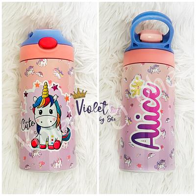 Red Preppy Flowers Personalized Kids Thermos