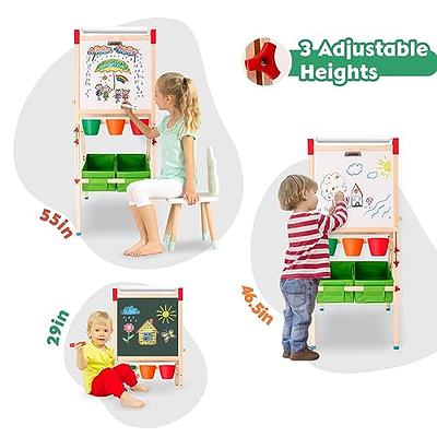 Easel for Kids Double-Sided Kids Easel with Paper Roll Wooden Art