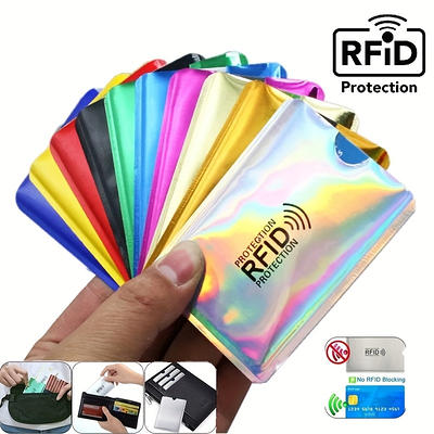 RFID Credit Card Holder Wallet with Keychain & ID Window Small Leather Zipper Card Case for Men and Women,Temu