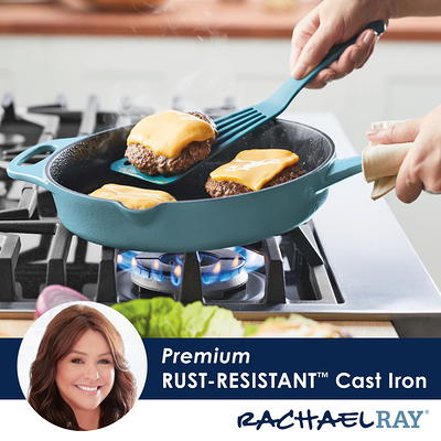 Rachael Ray Nitro Cast Iron Skillet 10-in ,Agave Blue