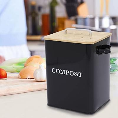 Compost Bin for Kitchen Counter, LALASTAR Small Metal Compost Bin Indoor  Kitchen Sealed with Lid for Food Waste, Countertop Composter Container