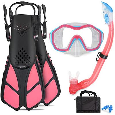 AosDero Kids Snorkeling Set with Flippers+Panoramic Snorkel Mask+Dry Top  Snorkel+Earplugs+Gear Bag,Snorkeling Gear for Kids,Youth,Boys and Girls Age  5-12 - Yahoo Shopping