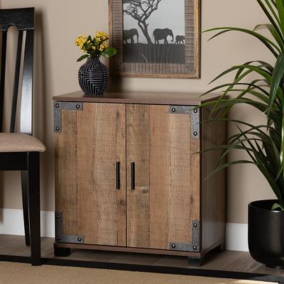 Designer Studios Shirley Modern and Contemporary Walnut Medium Brown Wood  2-Door Shoe Cabinet with Open Shelves