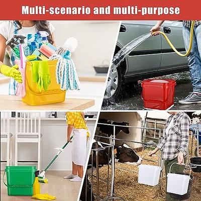 Mop Bucket for Cleaning - Car Wash Bucket with Metal Handle- 4 Gallon  Bucket Grey Durable Plastic Pail for Fishing, Mopping, Cleaning -16 Liter