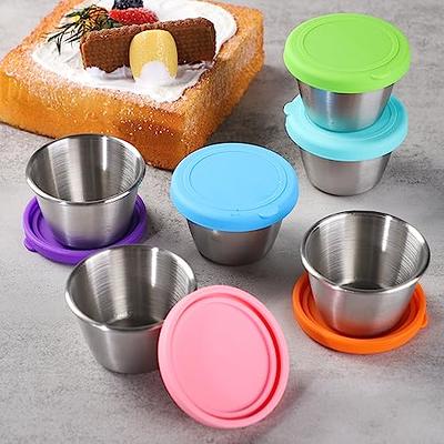 Stainless Steel Sauce Cups with Silicone Lids Reusable for Dipping