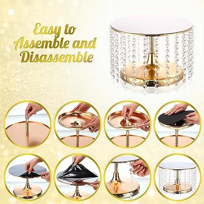 12 Pieces Gold Cake Stand Set, Vintage Cake Display Stand with Crystal Edge  and Cupcake Display Tray, Dessert Table Display Set for Wedding Party Baby