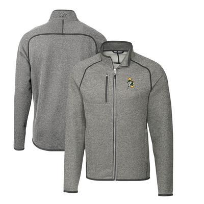 Women's Cutter & Buck Heather Gray Kansas City Chiefs Helmet Logo Mainsail Sweater-Knit Full-Zip Hoodie