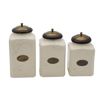 American Atelier Canister Set 3-piece Ceramic Jars In Small