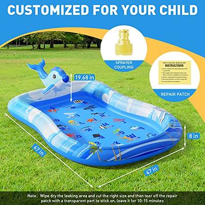 G-TING Splash Pad Sprinkler for Dogs Kids, 4 in 1 Dolphin Inflatable  Sprinkler Kiddie Splash