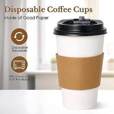 Disposable Coffee Cups - 16oz Insulated Paper Hot Cups - White