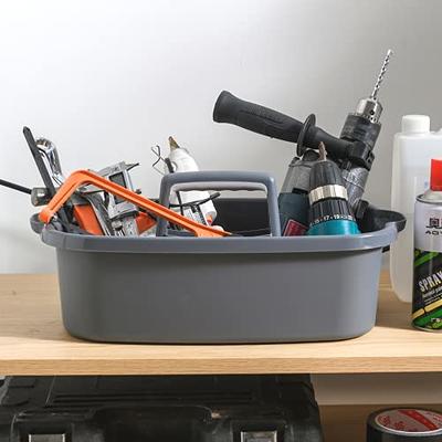 Plastic Tote Tool & Supply Cleaning Caddy with Handle Heavy-Duty