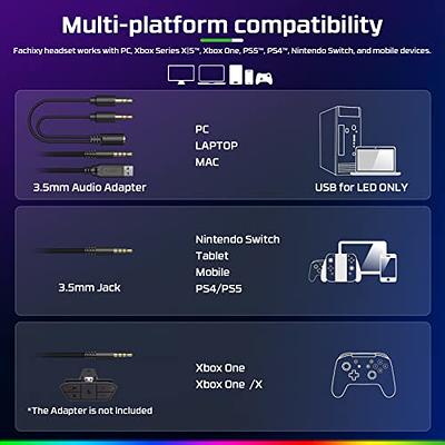 「2024 New」FC100 Gaming Headset with Microphone for PS4/PS5/PC/Nintendo  Switch, Xbox One Headset with RGB Light, Computer Gamer Headset with Mic