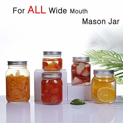 4 Pack 86Mm Wide Mouth Bamboo Mason Jar Lids with Straw Hole