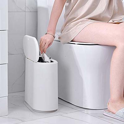 Sooyee Bathroom Trash Can with Lid, 2.4 Gallon Slim Smart Can, Small  Plastic Bin, 10 L Narrow Waste Basket for Bedroom, Kitchen, Office, Cream  White - Yahoo Shopping