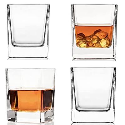 Square Drinking Whiskey Glasses Set of 4 Old Fashioned Glass Cup Bar Set  NEW