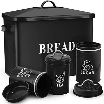 Black Tea Coffee Sugar Kitchen Storage Canister Sets Shown With