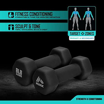 RBX Weights Dumbbells Set - Neoprene Arm Weights With Non-Slip Grip,  Strength Training Equipment Workout Weights for At Home or Gym Training