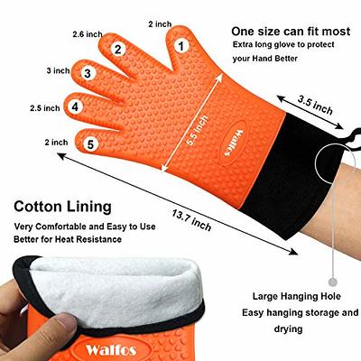Alselo Silicone Oven Mitts Heat Resistant 550 Degree Extra Long