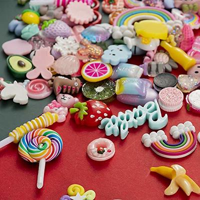 Winting Not for Croc 100pcs Slime Charms Plastic Flatback Charms and Containers Mixed Candy Cake Sweets Resin Cabochons for DIY Crafts Scrapbooking