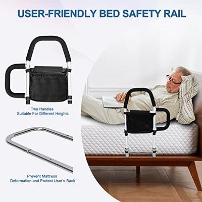 Bed Rails for Elderly Adults Safety with Adjustable Heights Storage Pocket  Assist Support Side Railings for Seniors Citizens Slides Under Mattressbed