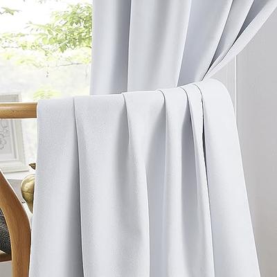 KEQIAOSUOCAI Linen White Blackout Curtains 90 Inches Long Back Tab