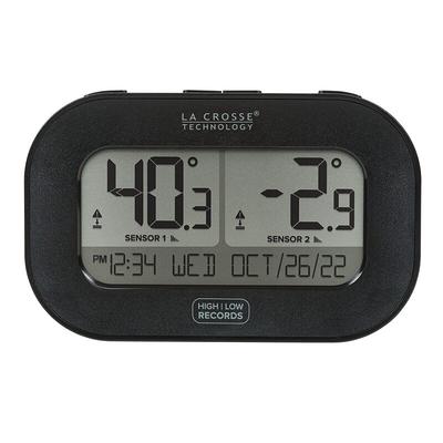 La Crosse Technology 308-43647-INT Digital Black Wireless Thermometer with  Indoor Humidity, LCD