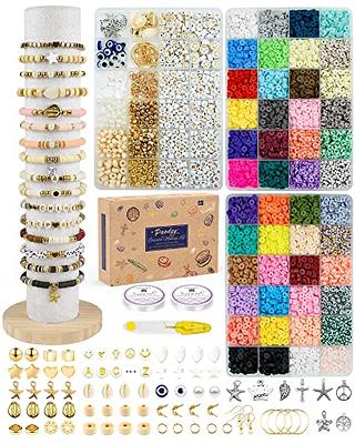  Paodey Bracelet Making Kit, 21000 Pcs Clay Beads Friendship Bracelet  Kits, 96 Colors Flat Round Beads for Jewelry Making Kit Polymer Heshi Disc  Letter Beads Crafts Gift for Girls Ages 6-12 (6 Boxes)