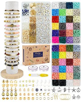 Paodey 20,000 Pcs Clay Beads Bracelet Making Kit, 120 Colors 6 Boxes  Polymer Beads Spacer Heishi Beads & Jewelry Kit with Pendant Charms Elastic