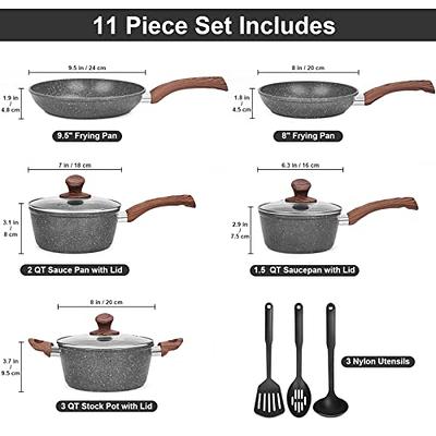 M MELENTA Pots and Pans Set Ultra Nonstick, Pre-Installed 11pcs Cookware  Set Copper with Ceramic Coating, Stay cool handle & Nylon Kitchen Utensils