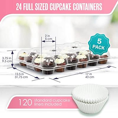 Cupcake Boxes 24 Count, Cup Cake Containers, Travel Carrier, 5 Pack (120  Compartment), Full Size, Tall Dome, Clear, PET Plastic, Disposable, Tray  With Lid, Cupcakes Transport Holder, Houseables - Yahoo Shopping