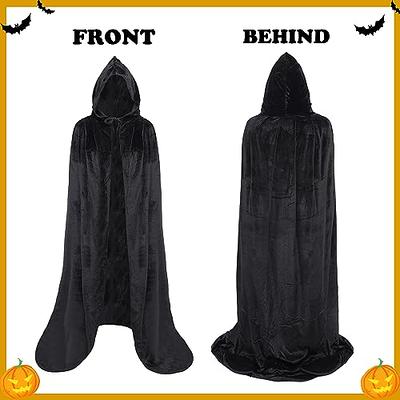 hoyuwak Black Cloak with Hood Halloween Wizard Hooded Cape Full